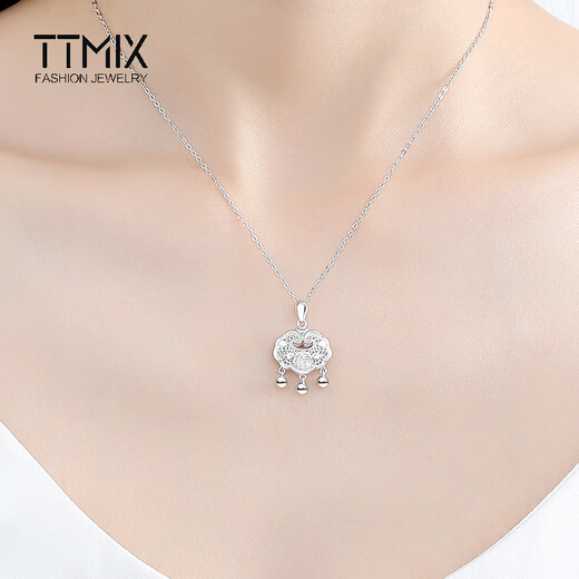 TTMIX new Chinese style women's platinum pendant pt950 platinum pendant Xiangyun peace auspicious longevity lock birthday gift large Xiangyun 5.1-5.3g