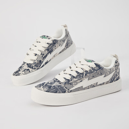 Lightning X Storm Picasso Gemälde gemeinsam von Blitzmännern und Frauenschuhen Rache Sturm kleine Duftbrotschuhe Erhöhten Paar Skateboardschuhe LS-699 Sternenhimmelblau 45