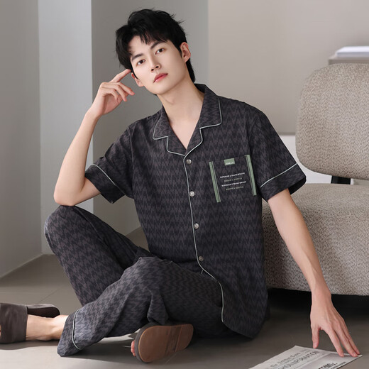 Yepan Pajamas Summer de algodón puro de algodón puro de algodón corto de algodón corto de algodón delgado de algodón delgada de algodón de algodón de talla grande de talla grande 5009-Dark Gray 3xl (185): recomendado para 180-200 Jin [Jin iguala 0.5 kg] para usar