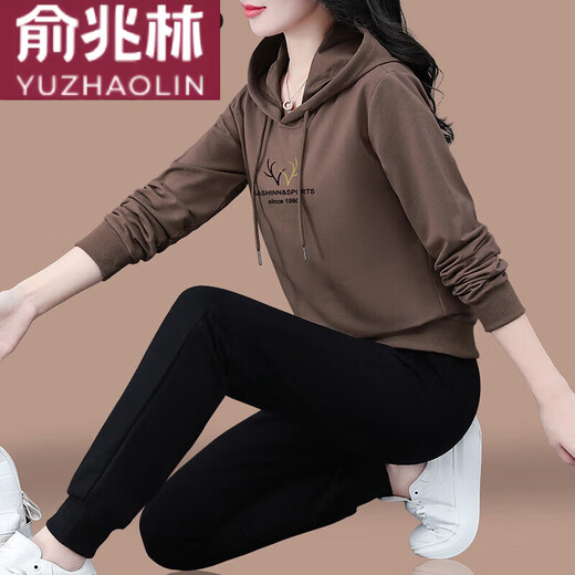 俞兆林（YUZHAOLIN）连帽女士卫衣运动套装女春秋2025新款中年秋装宽松休闲运动两件套 宝蓝753 M (80-95斤)