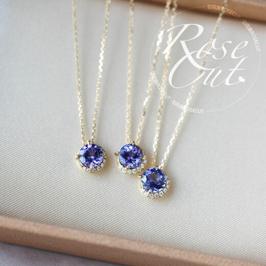 DRJEFUN natural tanzanite 18K gold necklace light luxury amethyst agete Akado pendant natural tanzanite necklace tanzanite necklace