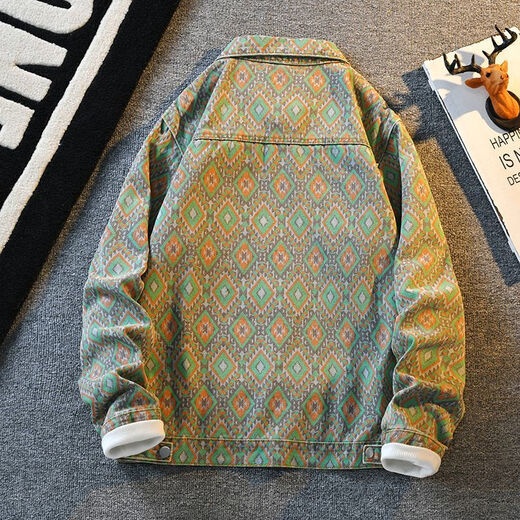 FHHUABD潮牌复古牛仔外套男士春秋季感印花休闲夹克男装秋冬2023新款 834黑色 L 125斤以内可穿