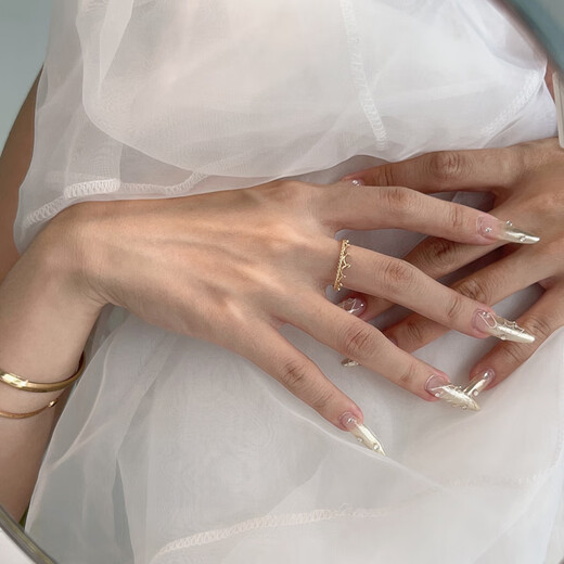 OEMG Korea pure 14K gold ring versatile light luxury niche design simple sweet style twist pole K gold crown ring spot ring size 6