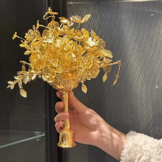 [News in summer] Bride wedding bouquet gift wedding DIY golden newlywed Xiuhe girlfriend Golden branch jade leaves (finished product + transparent and handbag)
