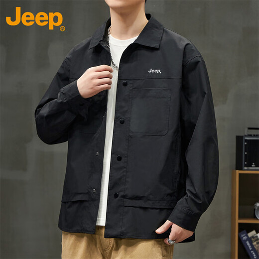 Jeep (JEEP) jacket men's autumn and winter loose workwear executive jacket men's trendy casual clothes men's black 2XL