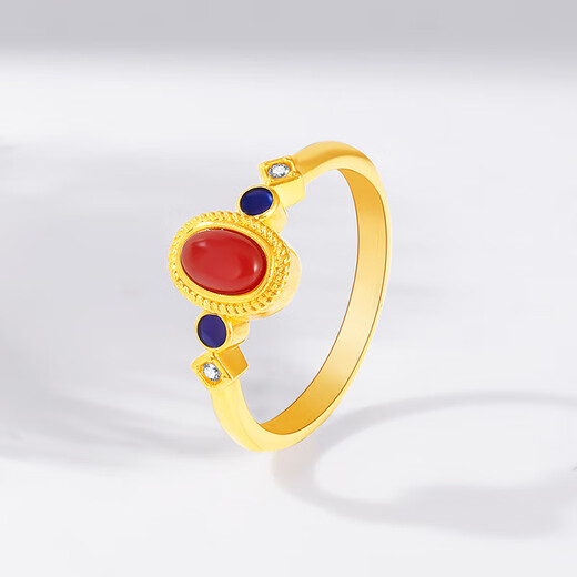 Ming Diamond International Yellow 18K lacquered little palace bird ring female au750 new national trend inlaid ring hand ornaments birthday gift for girlfriend