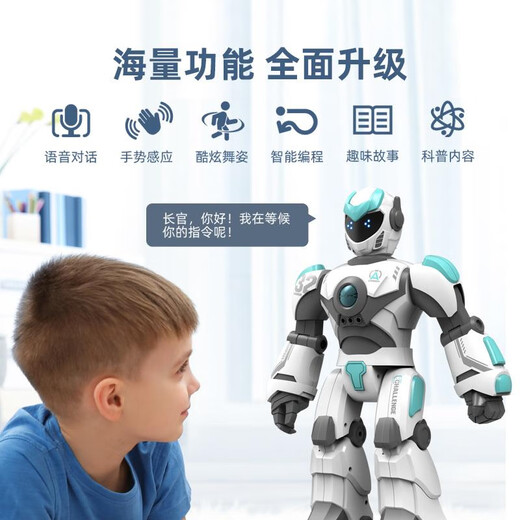 山头林村智能遥控机器人会唱歌编程科技感应早教男孩儿童玩具生日礼物 送礼彩盒经典版-黑27大功能+机 官方标配