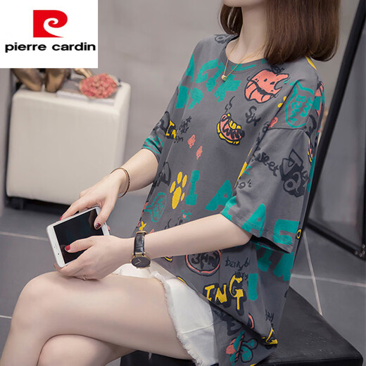 Pierre Cardin (Pierre Cardin) Tamaño más grande para cubrir el vientre y hacer que se vea delgado para mujeres 2025 Summer NUEVA FATA MM MANGA CORTAL LOLE EL COMPILA T 6624 Verde M aproximadamente 80-95