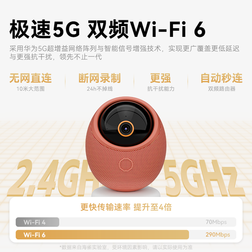 华为智选800万摄像头家用监控器360度无死角带夜视全景手机远程一呼即应海雀室内云台婴儿宝宝看护雀蛋Max