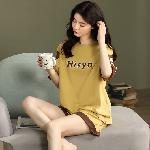 
Sadly, she is a big boy pajamas 12-15 years old, aged 12-15, summer pure cotton short-sleeved junior high school students high school girls girl home clothes golden GXT6630 color M (recommended 75-95 Jin [Jin equals 0.5 kg])