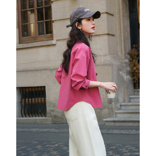 Demana pure cotton dopamine spring retro design lapel long-sleeved shirt comfortable flesh-covering shirt women's top