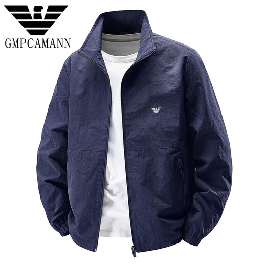 阿玛尼（Emporio Armani）新款高端春秋季冲锋商务夹克运动休闲户外立领大码外套男夹克 22502款黑色(春秋款) L(115-130斤) 均码