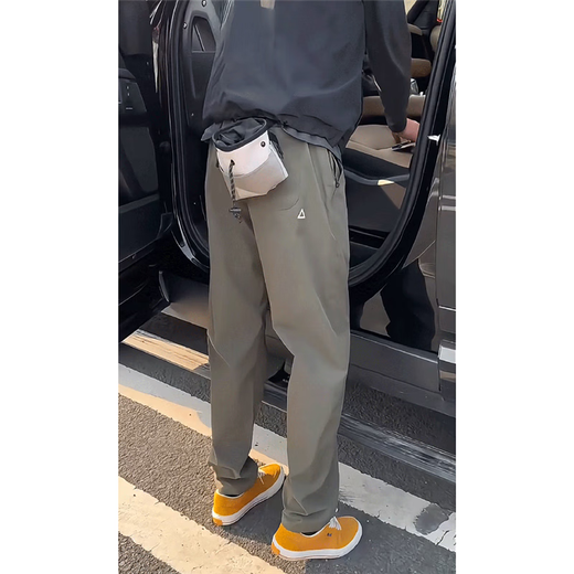 Wind lifting small triangle pants men's summer windproof waterproof quick-drying soft shell charge pants outdoor hiking and climbing work pants gray mist green XL