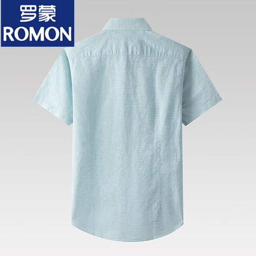 
ROMON linen shirt men's short-sleeved shirt thin men's Chinese style summer cotton linen men's casual short-sleeved top breathable light green S 165/84A/3895-105Jin[Jin equals 0.5 kg]