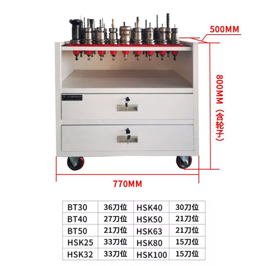 Jingxinda CNC machining center CNC tool car BT30Bt40 tool handle car BT50 tool frame with locking tool cabinet white double drawer BT40 can hold 27 tool handles