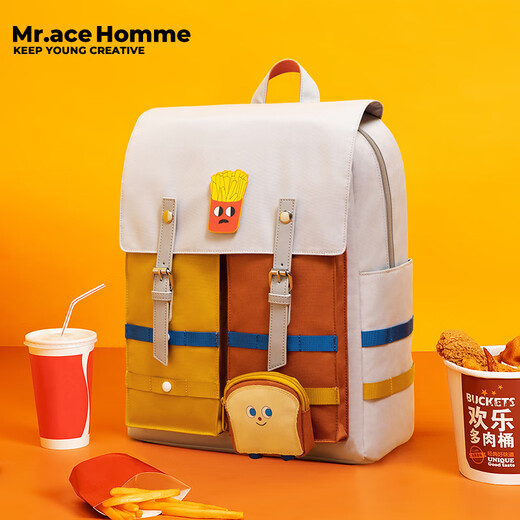 Mr.ace Homme吃货 大容量双肩包女ins小众学生书包初中电脑背包旅行 吃货系列 