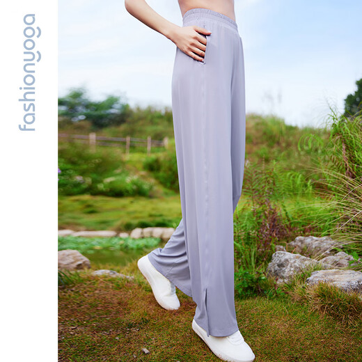 
Fan Sheng Yoga High Waist Wide Legs Women's Summer Loose Slim Casual Thin Light Sunscreen Trousers F15917 Iceland Gray XL