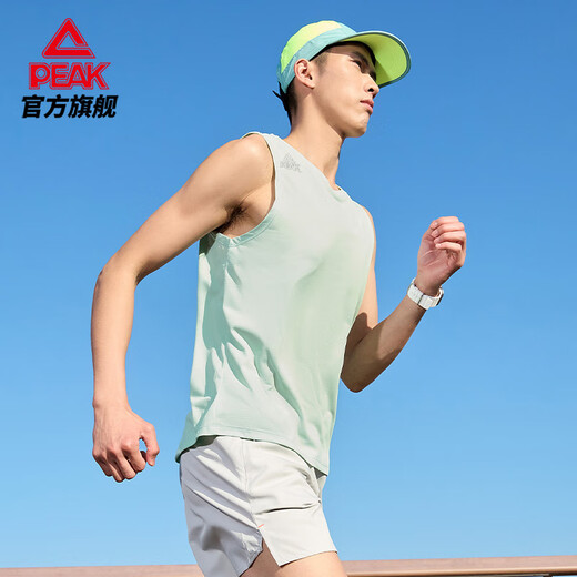 Peak Sports Vest Herren Sommer Neue schnelle, atmungsaktive Fitnesshülsen und Top-Wund-Training-Anzug Basketball-Shirt-Shorts [Speed-Drogen-Weste 2017] White and Green XL (180)