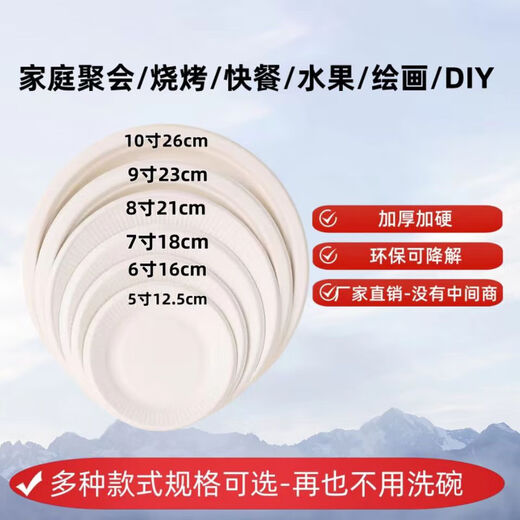 Disposable paper plate paper bowl tableware environmentally friendly paper dinner plate barbecue plate cake painting handmade diy kindergarten plate 5 inch round plate 10 pieces