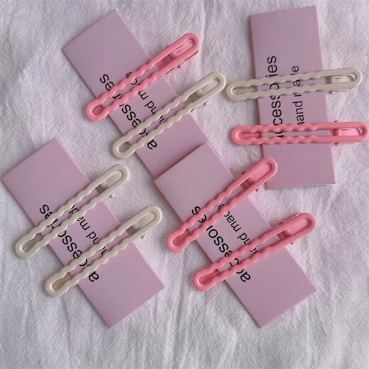 Dopamin Farbclip Girl Heart Wave Clip gebrochenes Haarbon Clip rosa beige großes Haar Clip Kopfschmuck Haarzubehör schwarze 4 Teile