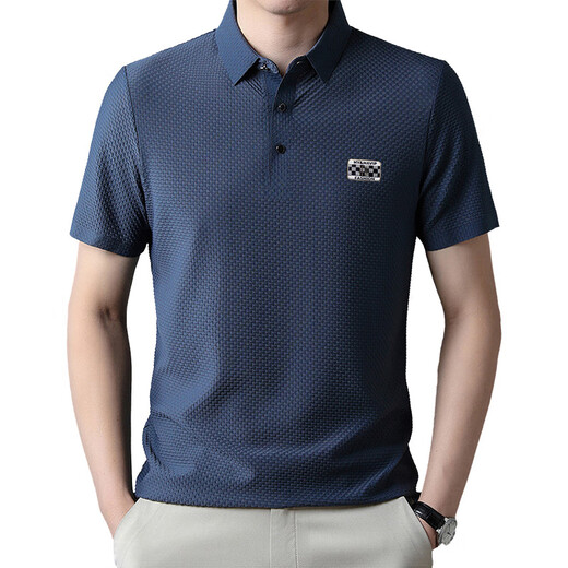 Runnbei marca de alta gama Summer Breathable Men's Camiseta de manga corta 2025 Rapel de alta gama actual Menera de mediana edad Top 6176: Baolan [Caja de regalo] M