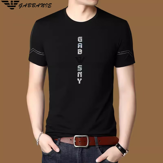 阿玛尼2025夏季新款冰丝薄款短袖t恤圆领修身体恤男 DS-A702白色 S 165建议100-120斤