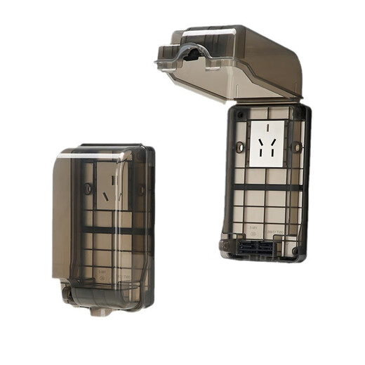 DELIXI ELECTRIC Delixi leak-proof socket waterproof box water heater smart toilet seat with leak-proof large plug splash-proof box protective cover 86 type splash-proof cover with five-hole 10A socket (black