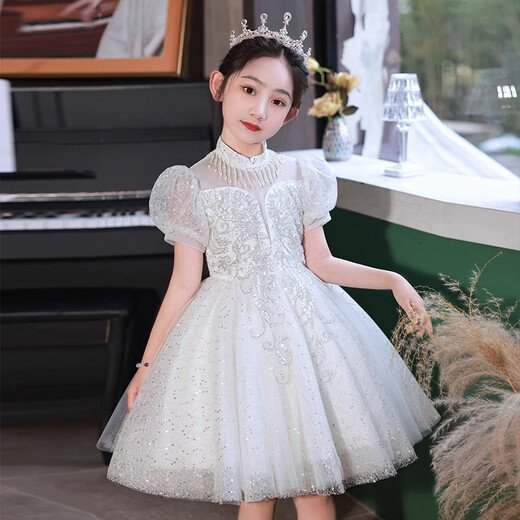 
Annie Youer girls princess dress dress children's high-end fashionable summer girl princess skirt puffy tulle skirt white 130
