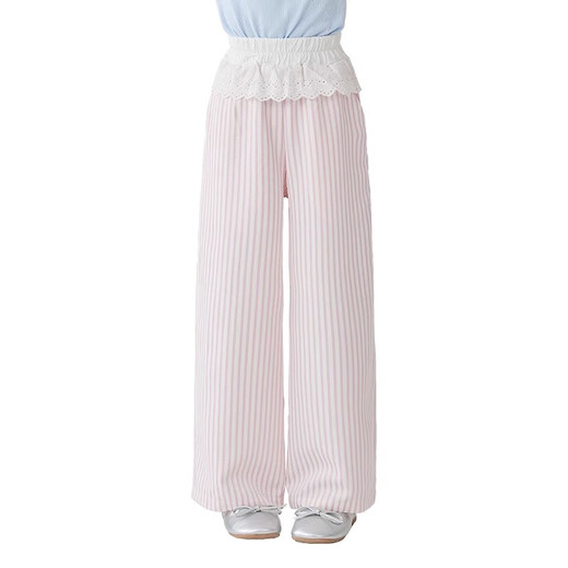 MoonKids Girls Summer Pantalon Enfants 2025 Nouvelle robe d'été Pantalon large à jambes larges Pantalons de survêtement décontracté Pantalon droit à deux paires [15292 rose + 15277 bleu] 120 cm