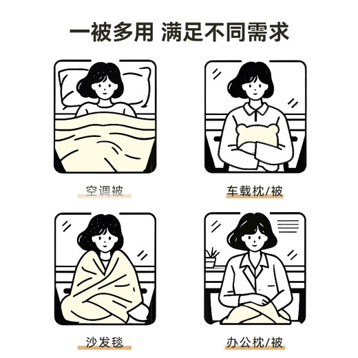 Gold pillow and quilt dual-purpose office pillow and blanket 2-in-1 car pillow and quilt sofa cushion gray