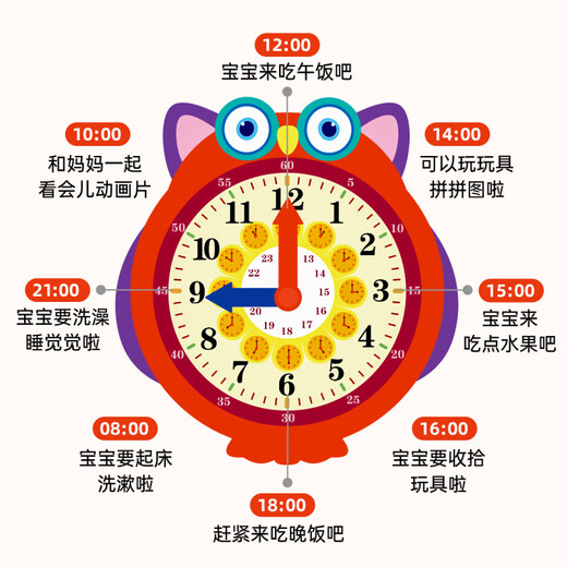 JPHZNB幼儿时钟教具蒙氏日历时钟板儿童学习时间钟表认知幼儿园早教玩具 恐龙时钟板