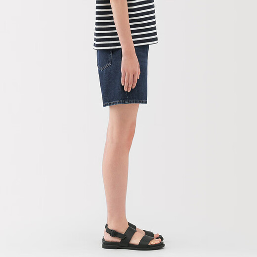 Muji (Muji) Frauen Kapok Mix Denim Shorts Frauenhose 25-jähriges Sommer Neues Produkt Denim Rejuvenation Frauenkleidung BE1VKA5S Blue L (165/70a)