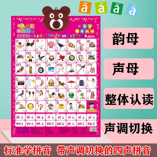 Xuan Yongguai Baby High Definition Crystal Audio Wallpaper Convex Three-dimensional Digital Early Education Pinyin Voice Recognition Card Voice Toy Light Yellow Vegetables and Fruits