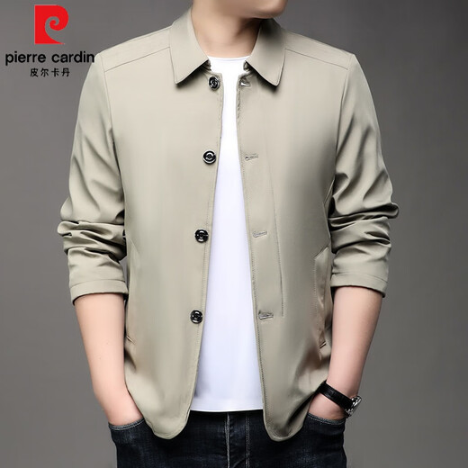 
Pierre cardin dad casual jacket spring and autumn middle-aged men's autumn lapel button top middle-aged men's jacket Navy blue NJ A1048 model M 170-
