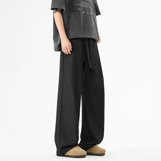 Maybeyond Anzughose Herren Sommersport-Weithöhe mit heterosexuellen Hose losen lässige Hose Herren MA89 Black 3xl