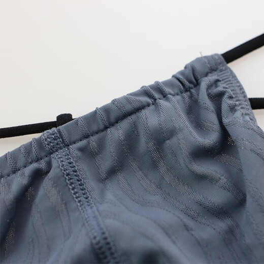 One-thread thong men's mesh men's underwear corrugated low-waist leaking buttocks thin belt pants comfortable and breathable T-pants black XL