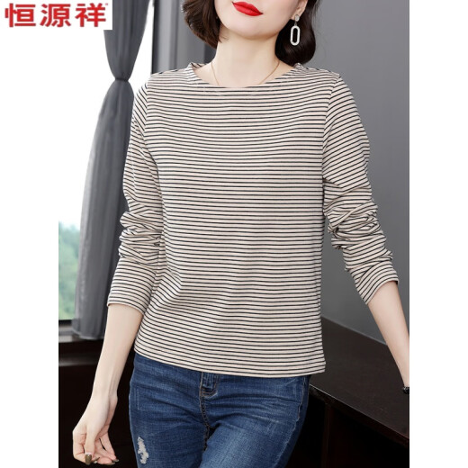 Hengyuanxiang Madre Camiseta de manga larga para mujeres 2025 Spring y otoño Nuevo estilo de mediana edad y anciana
