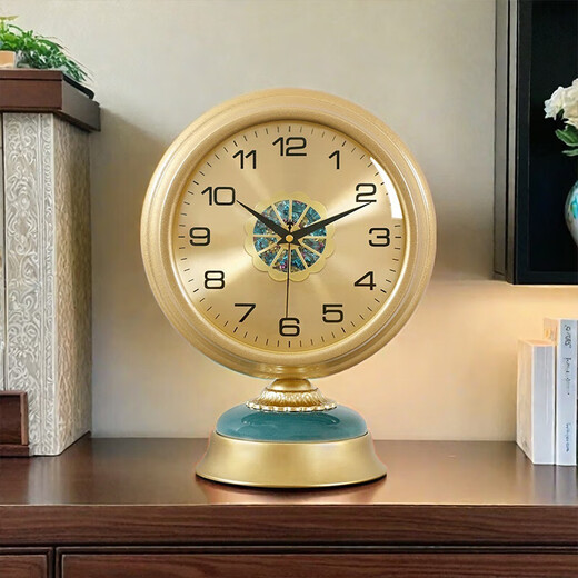 Compas European style wooden light luxury table clock living room home ornaments decorative ornaments quartz clock 506 gold