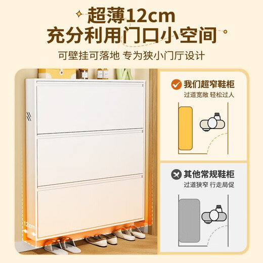 Zhaojian Zapatero ultrafino Puerta de Acero para el hogar Gabinete de Entrada Entrada Todo en uno Gabinete de Almacenamiento de Zapatos de Pared Pasillo Almacenamiento Zapatero Segundo Piso Longitud 655 Ancho 102 Alto 700 - Gris