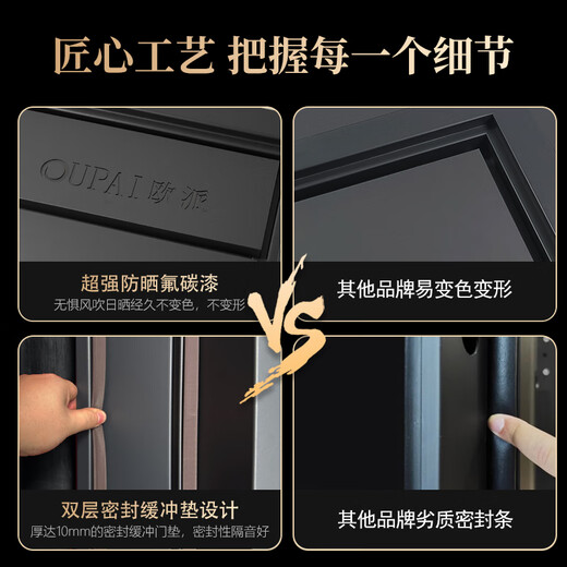 欧派（OUPAI）防撬全尺寸防盗家用安全门加高门头入户门大门大门不锈钢门入户门包安装门锁防盗门 1050*2150 一握开智能锁【包邮包安装】