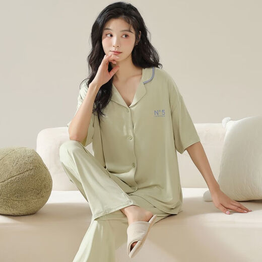 Kaizitu Modal women's pajamas and home clothes set comfortable short-sleeved trousers for wear outside 12108 [soft modal, breathable and comfortable] M [90-100Jin [Jin equals 0.5 kg]]