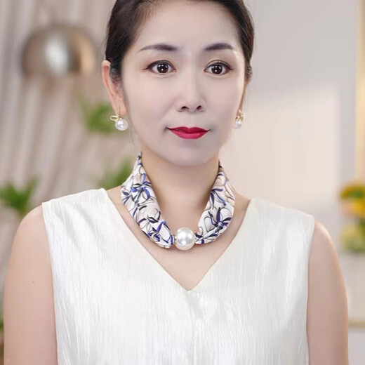 2025夏季新款磁扣印花项链丝巾护颈防晒女颜值锁骨链时尚百搭围巾 风情玫瑰