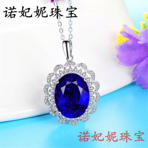 Guran 925 sterling silver sapphire luxury oval pendant 18k gold plated blue tanzanite gemstone princess new clavicle necklace