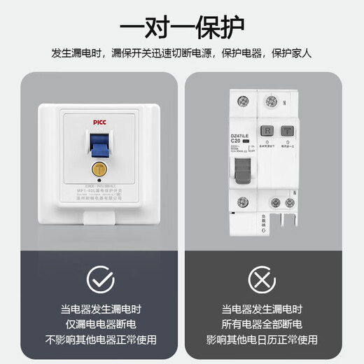 公牛纯声空调漏电保护器开关3匹柜机3P空开关插座专用86型漏保32A/4 白色 32A 3P