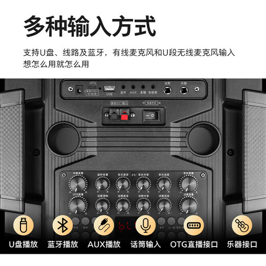 Philips outdoor stage high-power square dance audio mobile portable trolley commercial conference speaker wireless Bluetooth high volume karaoke amplification with dual microphones SD180 8-inch bass + dual microphones