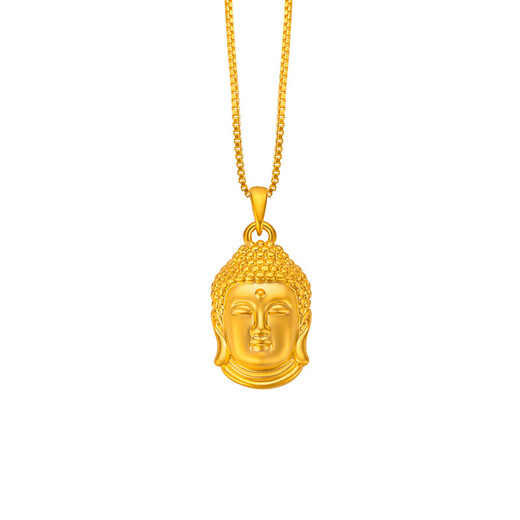 Ya Ge Vietnamese sand gold Buddha head pendant necklace for men and women imitation gold solid Buddha head real name Buddha pendant does not fade high quality Buddha head pendant + box chain