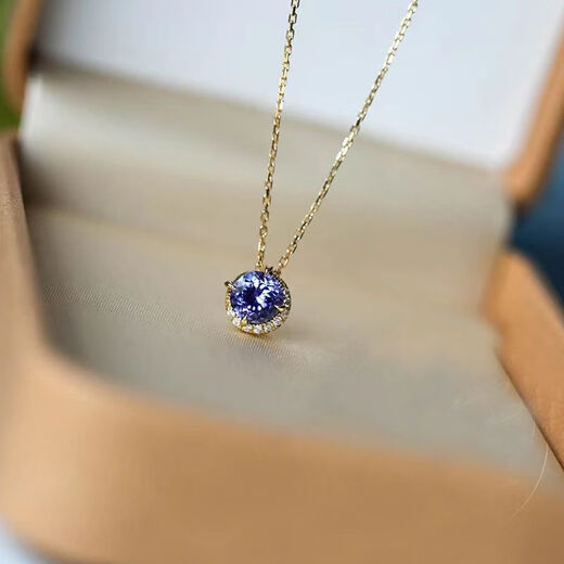 Xiangmanxiu <Moon Half Bend> S925 sterling silver necklace Blue Moon Tanzanite silver gold-plated pendant Light luxury girls clavicle chain necklace