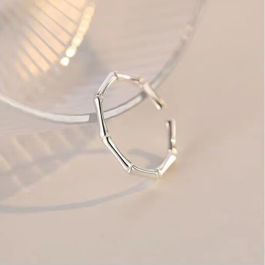 Bamboo ring women's vegetarian ring index finger ring niche high-end tail ring open ring Bamboo No. 7 open