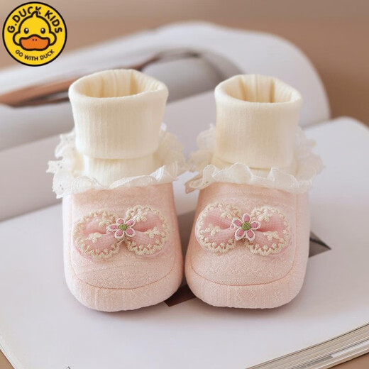G.DUCKKIDS春秋季婴儿鞋袜-个月软底女宝宝鞋子防掉新生儿不掉鞋公主袜套 粉色+杏色童话公主【春秋】 2双 11 内长10c 参考0-5月