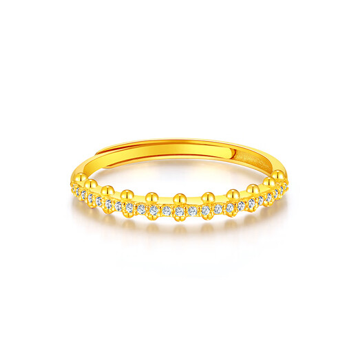 Mengjinyuan Gold Ring Star Ring Pure Gold Inlaid with Zirconia Open Birthday Gift for Wife